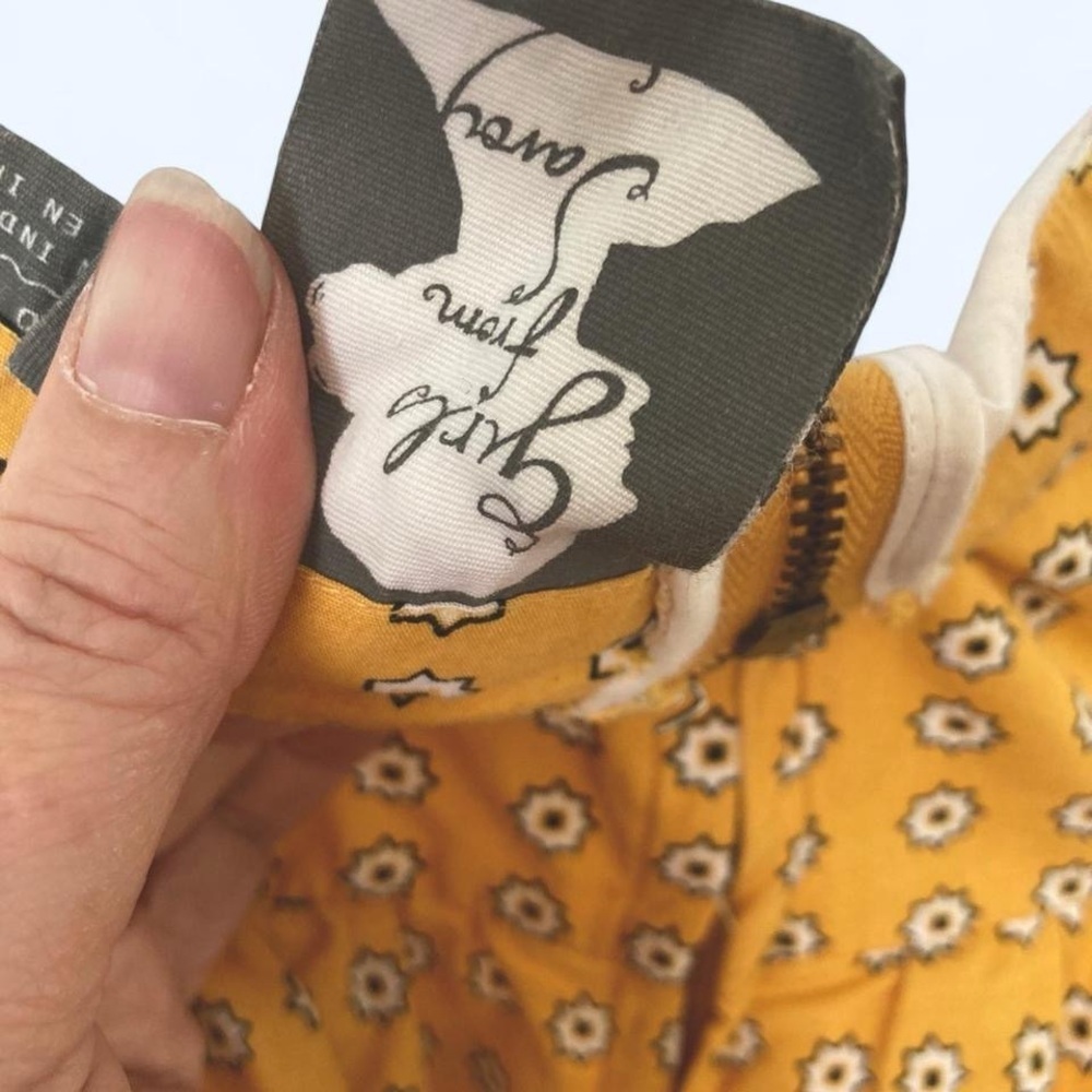 Anthropologie Girls of Savoy Yellow Patterned babydoll Sundress with pockets 2 - Picture 3 of 4
